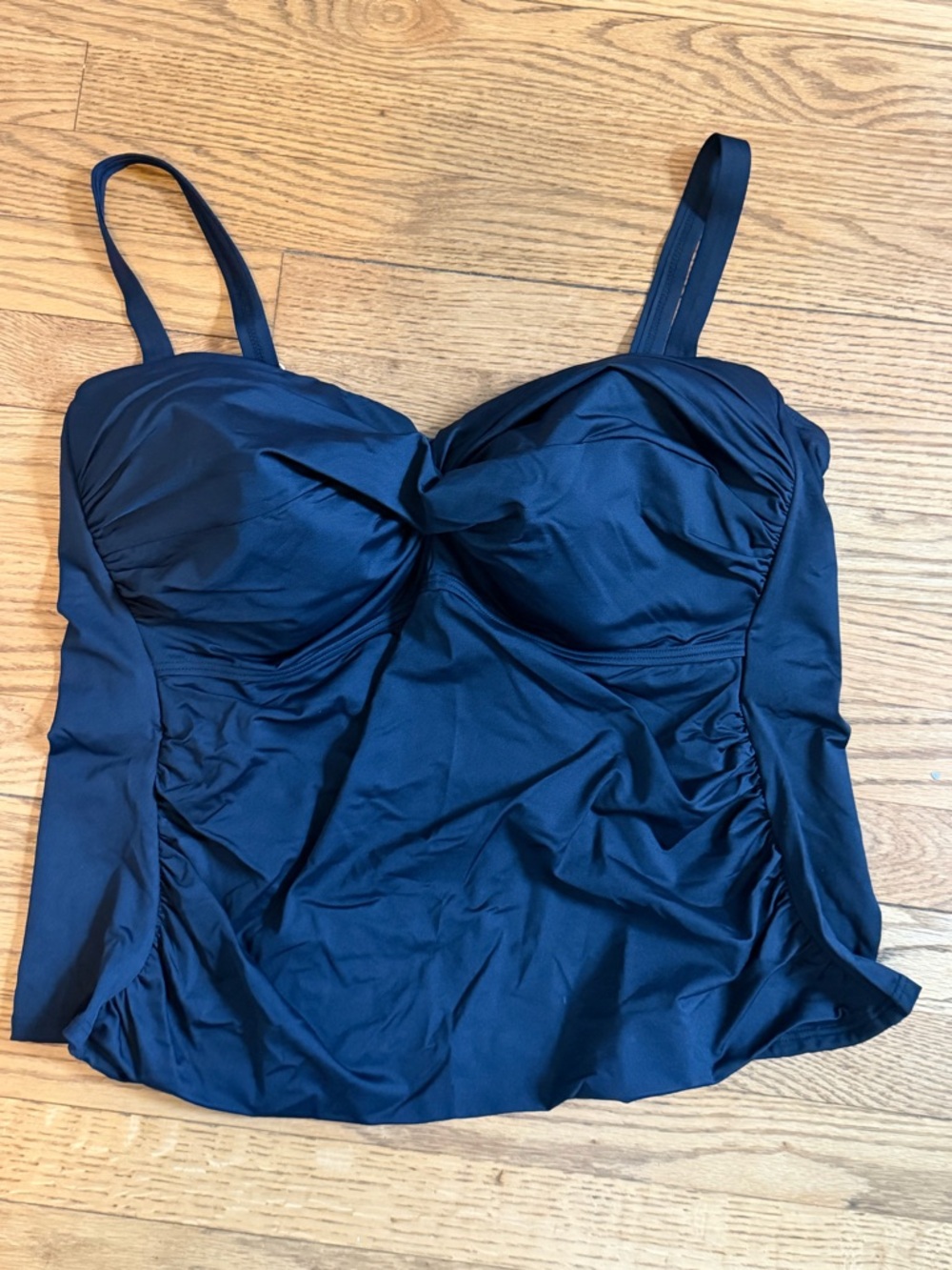 Lands’ End Swim Tankini Top Black Women’s 22W Soft Cups Highclo Stretch